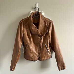 Bagatelle Leather Biker Jacker in EXCLUSIVE Caramel Brown Womens Size Small